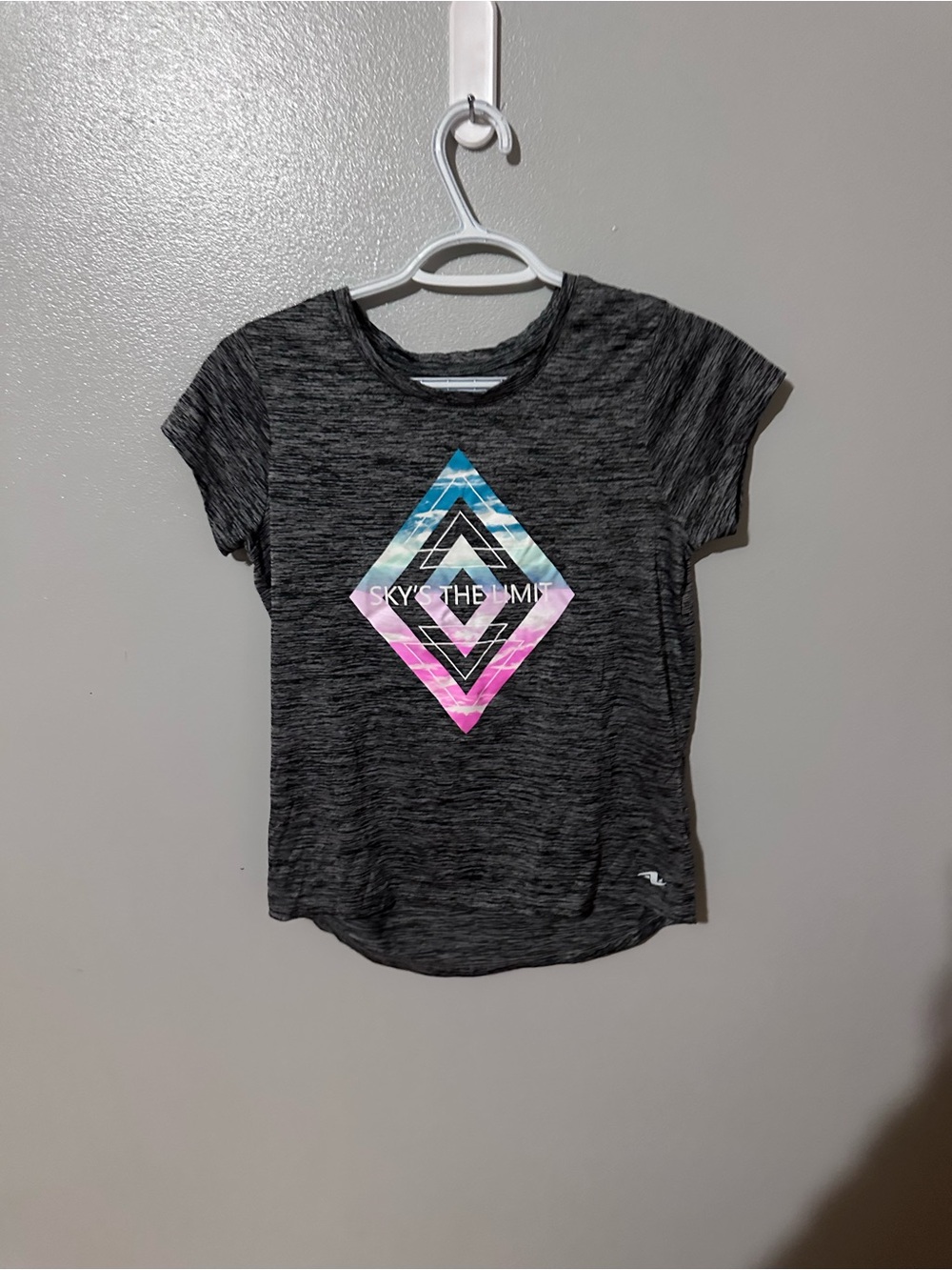 Athletic Works Charcoal Tee with Blue and Pink Diamond Graphic